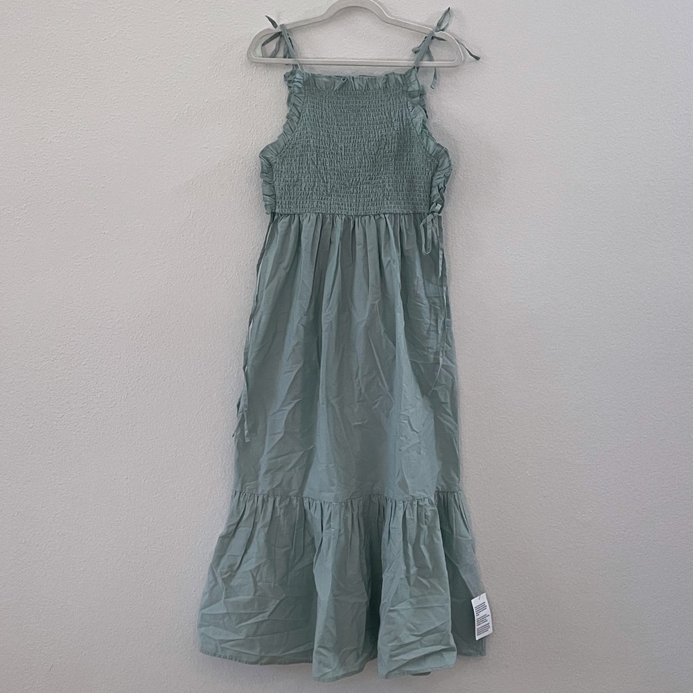 ASOS Design seafoam smocked tiered midi dress with ruffle detail